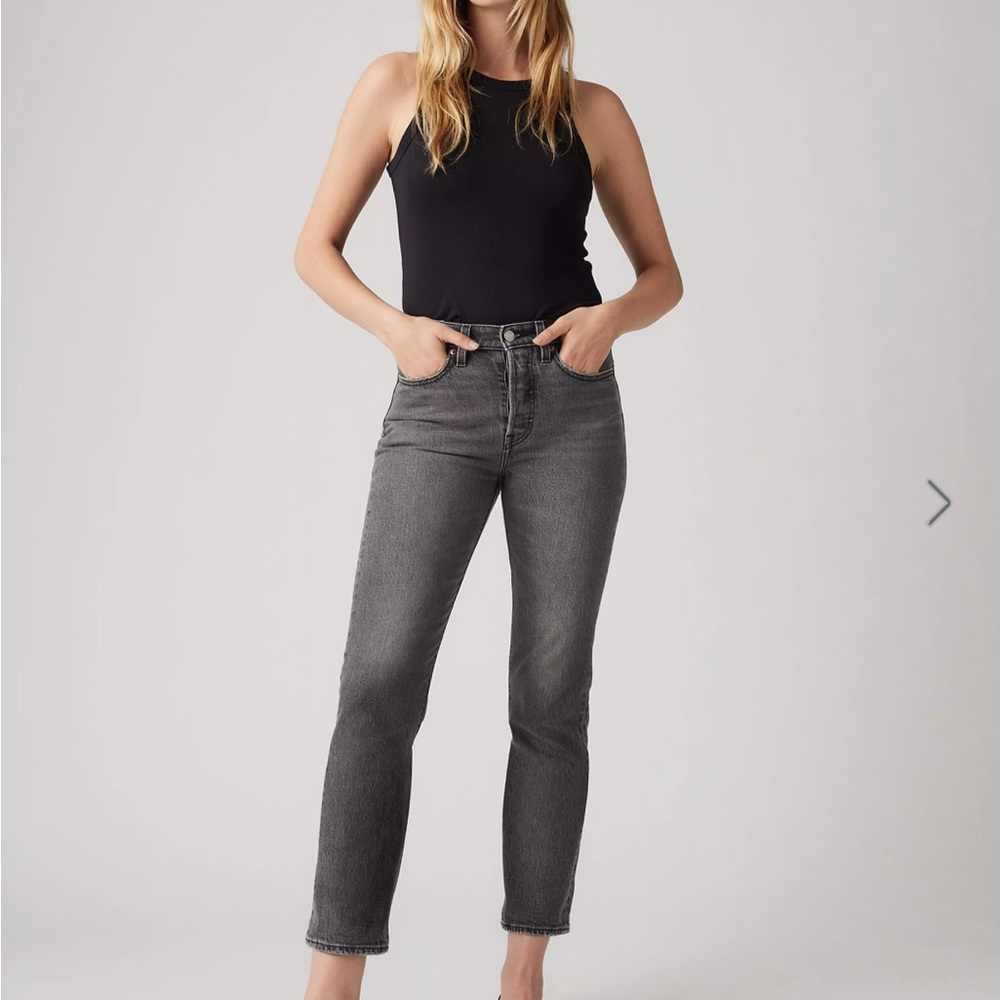 Levi’s Wedgie Straight High Rise Black Jeans with Button Fly Closure